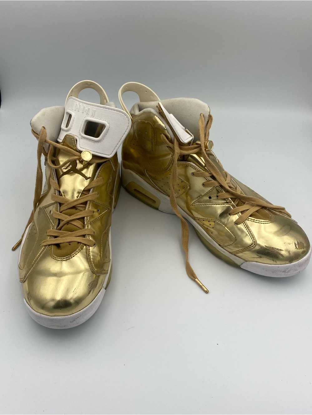 Jordan Metallic Gold High Top Sneakers with White Interior